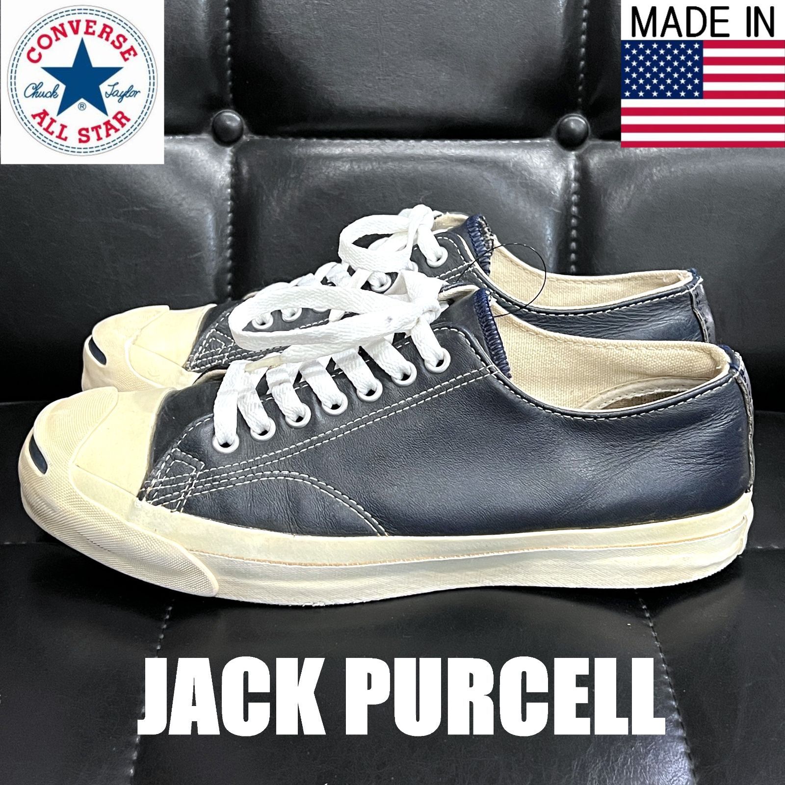 90'S USA製 コンバース ジャックパーセル レザー ネイビー 米国製
