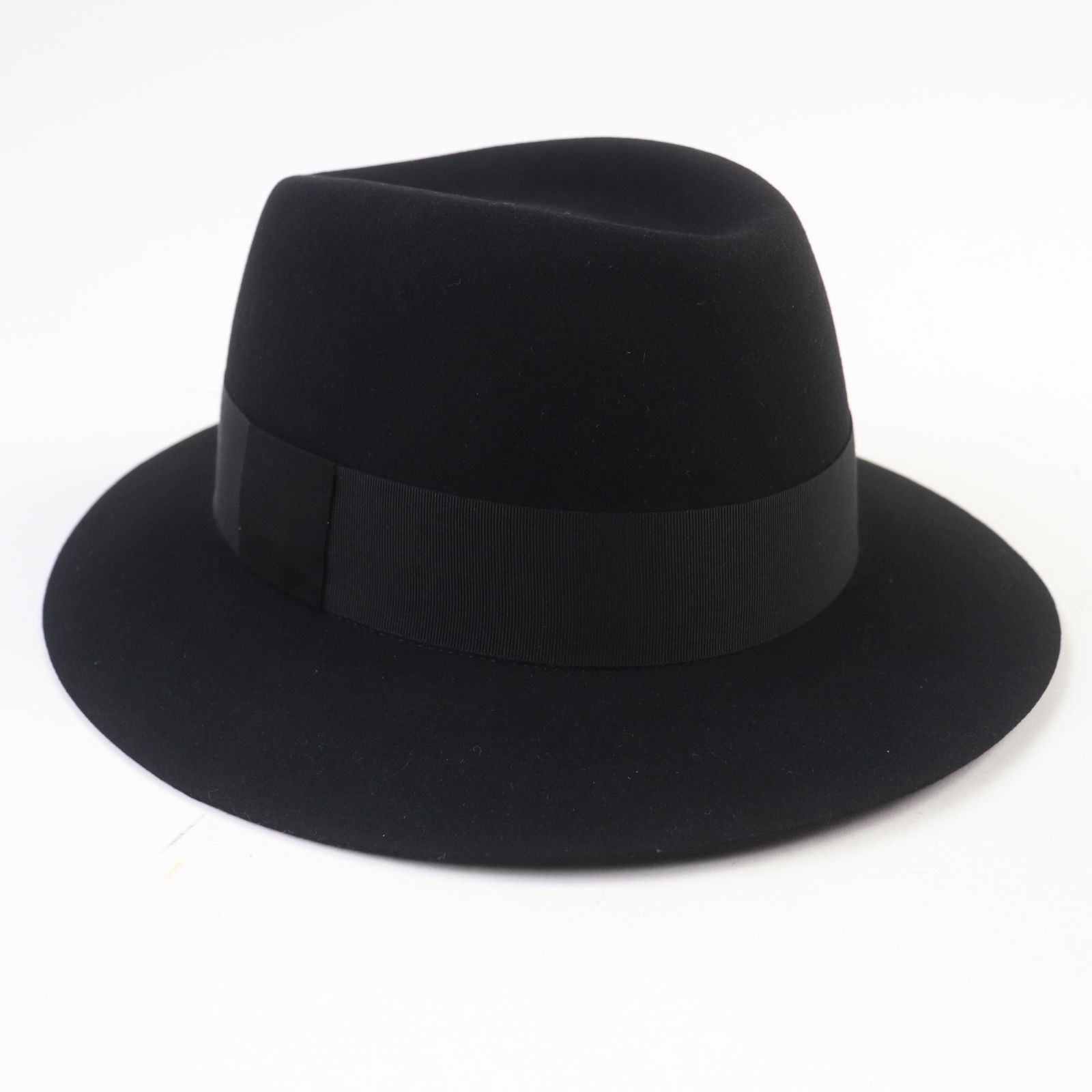 SAINT LAURENT PARIS サンローランパリ リボン ラビットフェルト ハット 帽子 中折れ帽 ブラック L き イタリア製 正規品 レディース