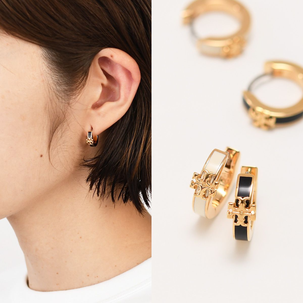 【正規品】TORY BURCH トリーバーチ ロゴ エナメル スタッド ピアス トリーバーチ ピアス キラ エナメル サークル スタッズ ゴールド