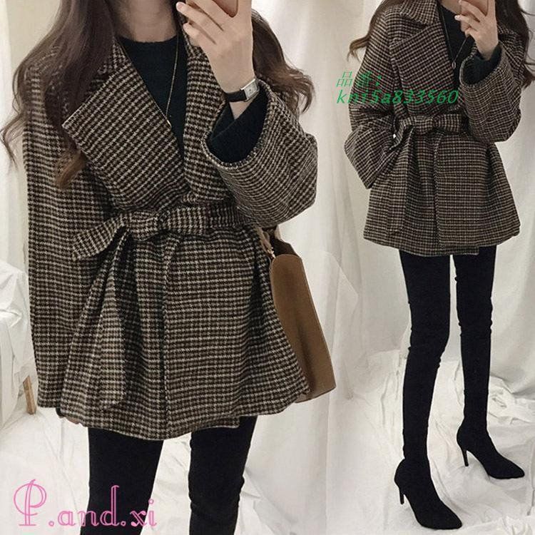 チェスターコート レディース 秋冬 40代 スーツコート チェック柄ジャケット オシャレ ツイードコート 通勤 ミディアム丈 アウター 韓国風 着痩せ ゆったり kni5a833560