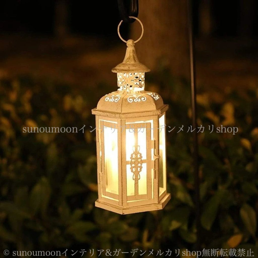 おしゃれ 壁掛け 庭の装飾 庭 屋外利用 ホワイト ガーデン雑貨 シャビーシック インテリア 雑貨 お洒落 キャンドルランタン ガーデンインテリア シャビー加工 4-7 ヴィンテージ調 ガーデン ガーデニング