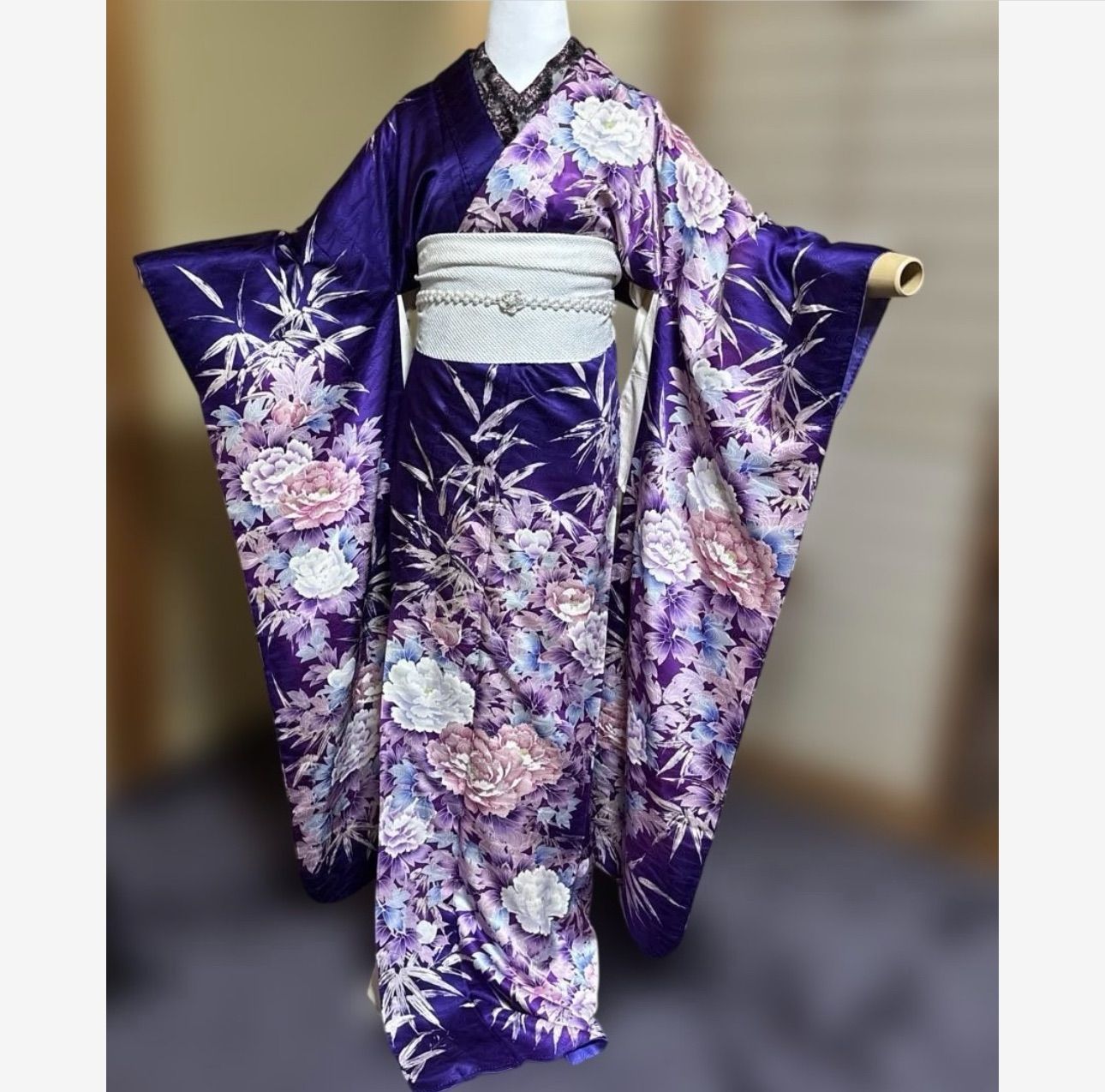美品 袷 正絹 振袖 フルセット 振袖イブニング / Elegant Silk