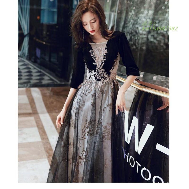 袖あり ロングドレス ウエディングドレス パーティードレス ステージ衣装 二次会 結婚式ドレス 上品 演奏会 成人式 謝恩会 Aラインワンピ 発表会 披露宴 kni5a987382 WWW_MORNINGWALKER_COM