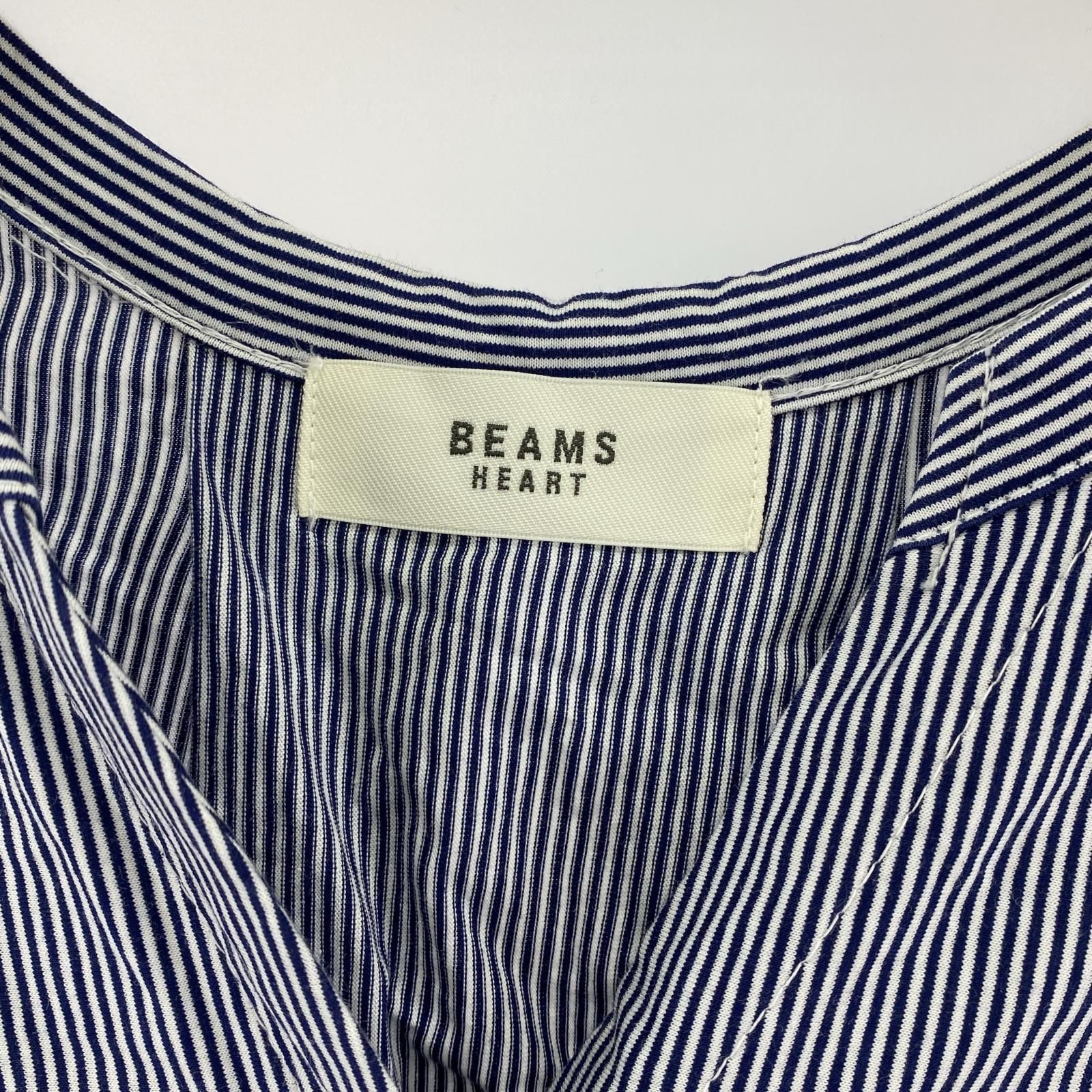BEAMS HEART ビームスハート ストライプキーネックブラウス BEAMS HEART ビームスハート キーネック ストライプブラウス