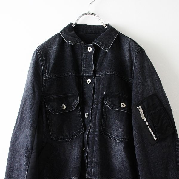 sacai サカイ SCW-051 Denim X Ma-1 Jacket 2/ブラック デニム