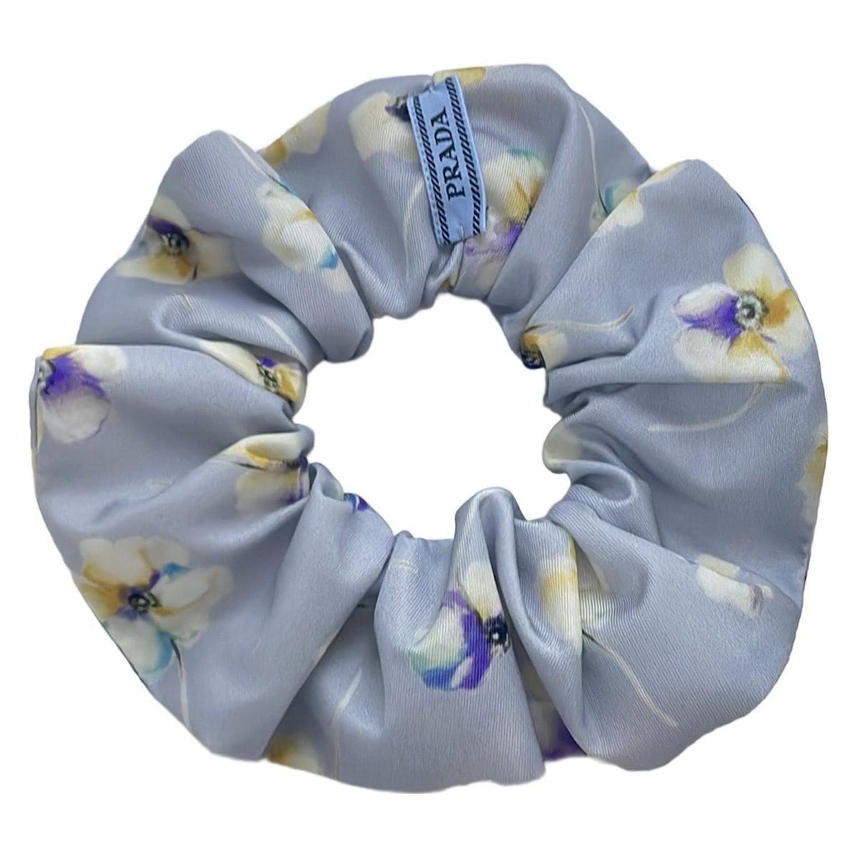 PRADA プラダ シュシュ プリントRe-Nylon シュシュ パールグレー グレー×白×マルチ 花柄|日本