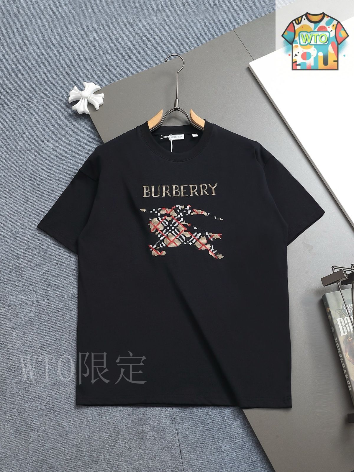 今日特価】BURBERRY バーバリー 格紋刺繍 ロゴ 微寛 T-2 - メルカリ