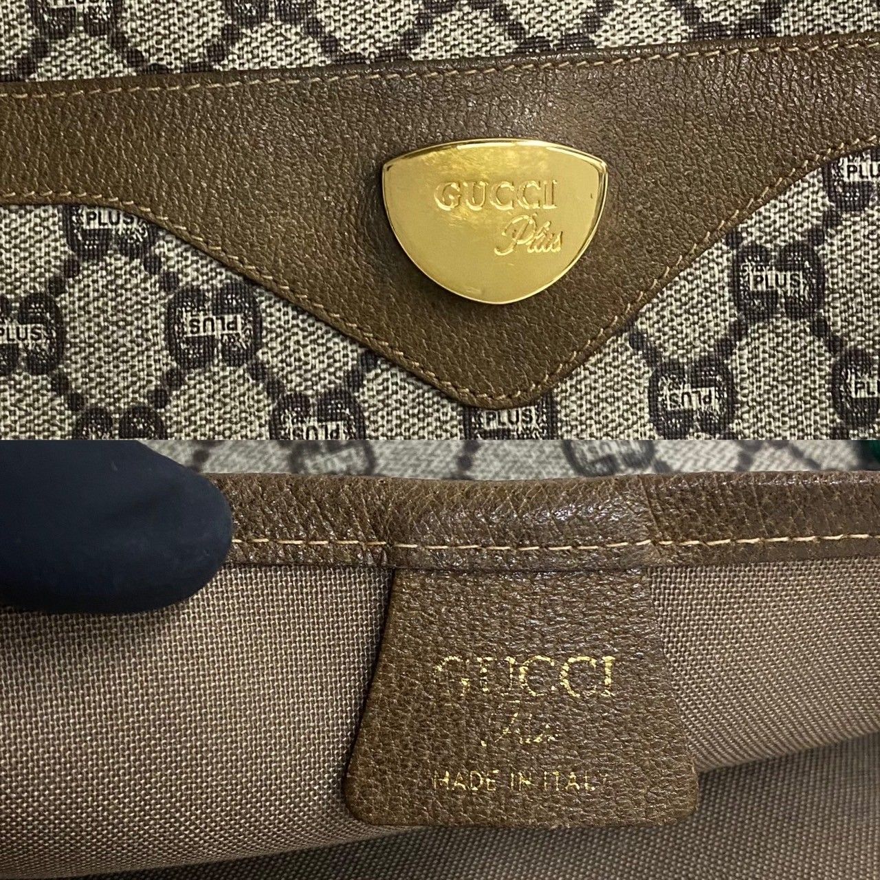 極 美品 GUCCI グッチ オールドグッチ ヴィンテージ シェリーライン グッチプラス レザー トートバッグ ビジネスバッグ A4収納可 茶 24051