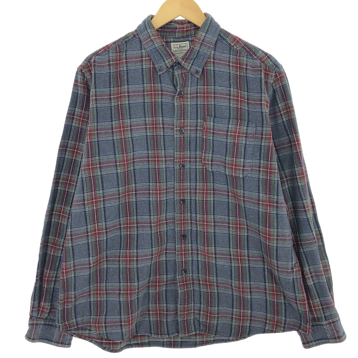 古着 エルエルビーン L.L.Bean 長袖 ボタンダウン ヘビーネルチェックシャツ メンズL相当/eaa486609