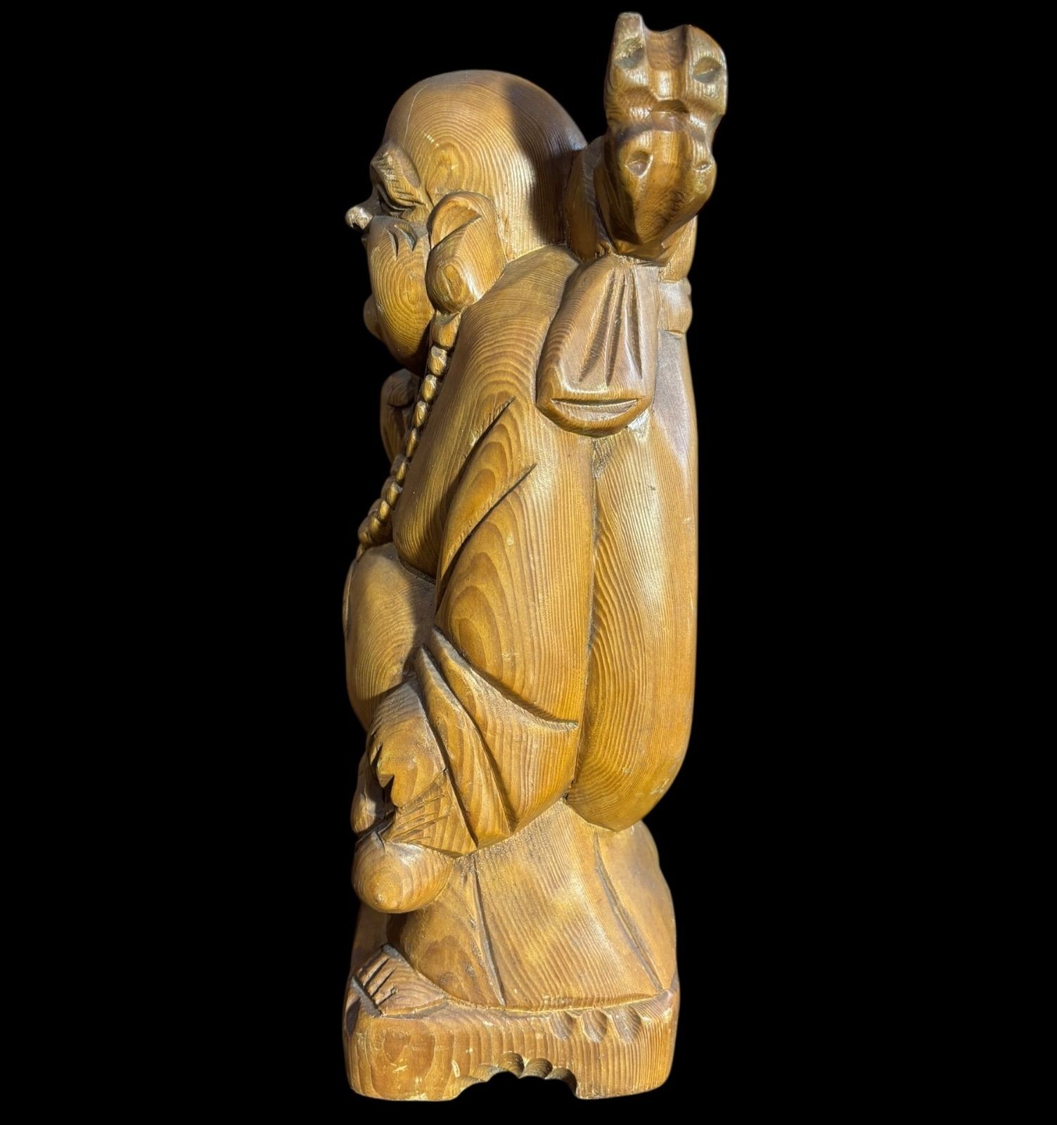 布袋様 木彫り 縁起物 七福神 開運 置物 風水 インテリア 高さ52cm