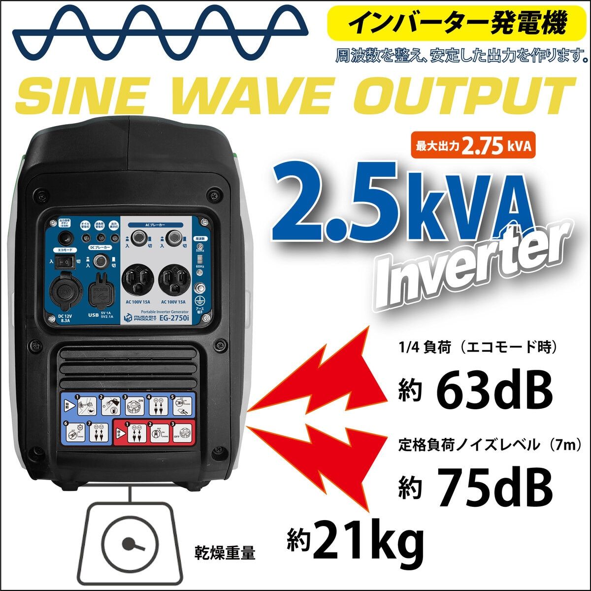 インバーター発電機 50|60Hz
