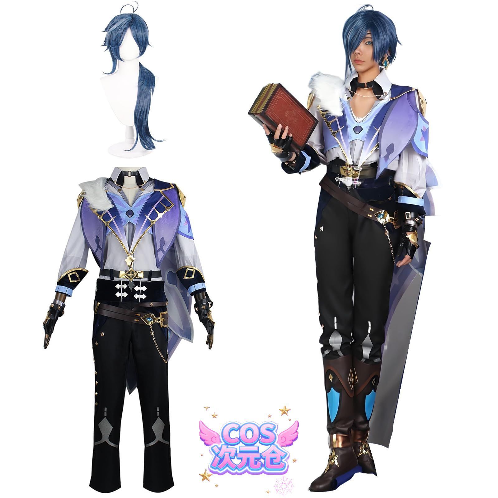 ガイア ウィッグ付き 神併 ガイア コスプレ ウィッグ付き 騎兵隊長 原神 コスプレ衣装 フルセット コスチューム 大人用 仮装 文化祭 Genshin Kaeya Alberi
