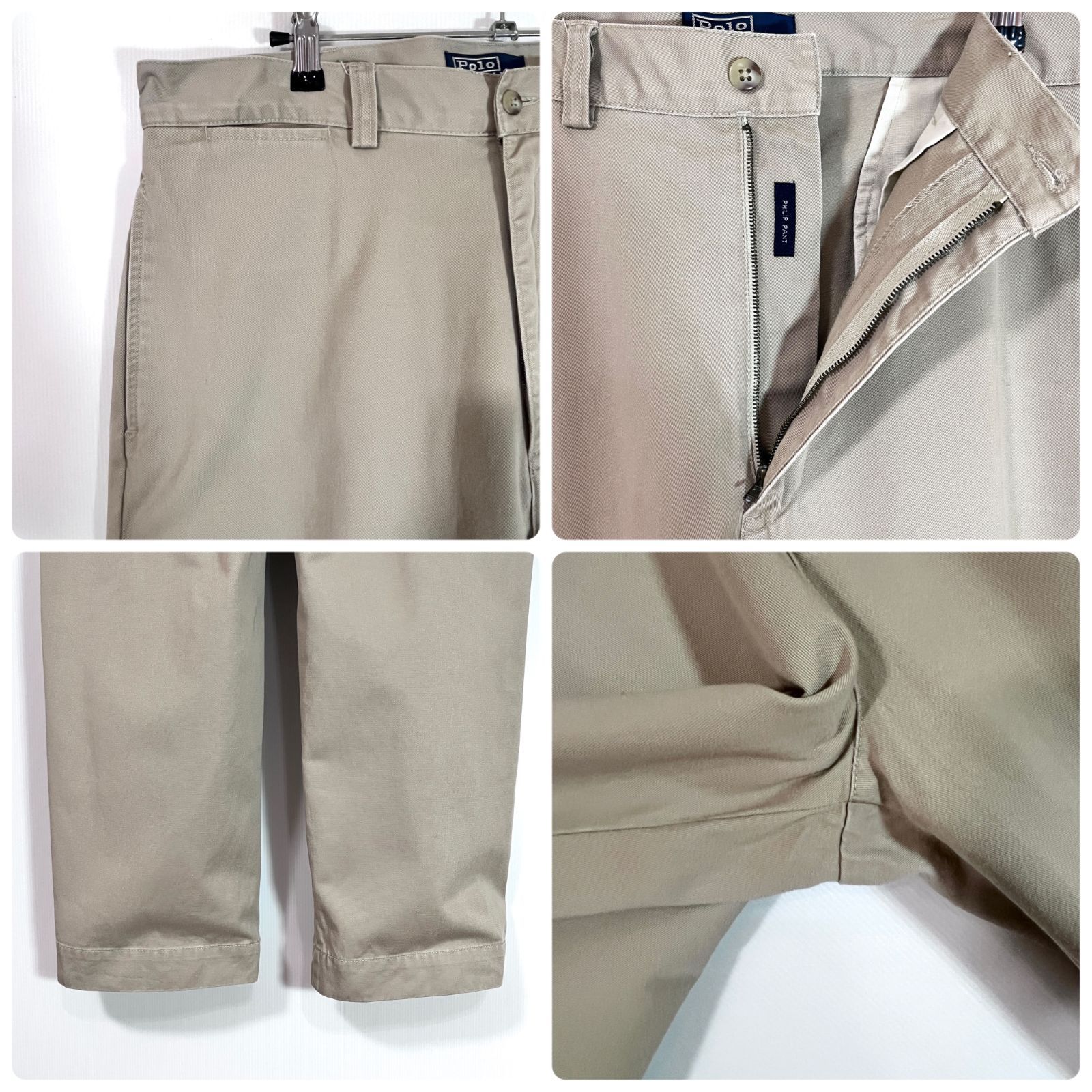 太 90s Polo Ralph Lauren ポロラルフローレン W34L32 ノータック チノパン PHILIP PANT フィリップパンツ ベージュ ヘビーオンス コットン チノ ワイド ストレート ルーズ ポロチノ トラウザーズ p25103350 TALLINNNEXPO_EU