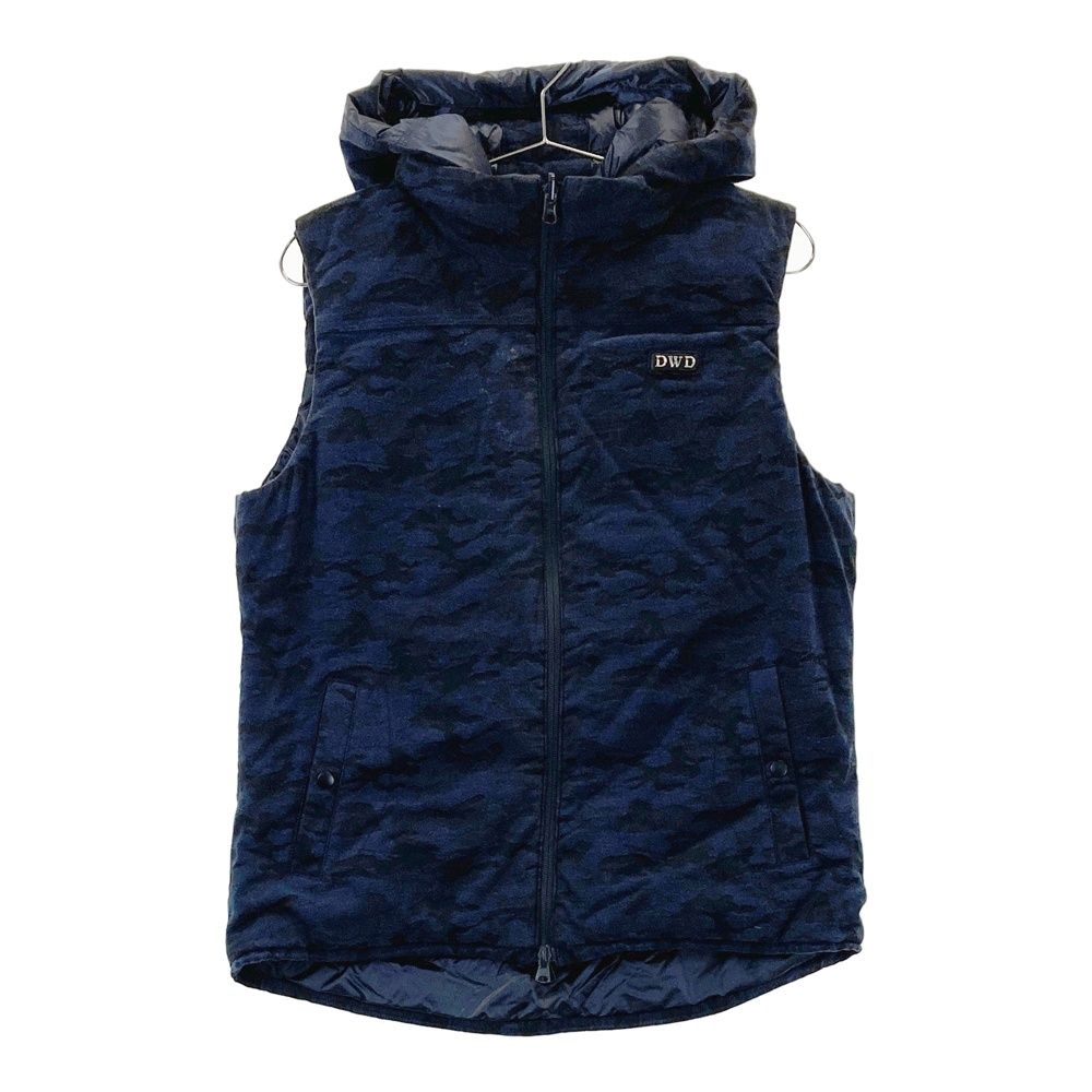 サイズ 3 DANCE WITH DRAGON ダンスウィズドラゴン リバーシブル フード付 ダウンジップベスト カモフラ柄 ネイビー系 240101473523 ゴルフウェア レディース ストスト