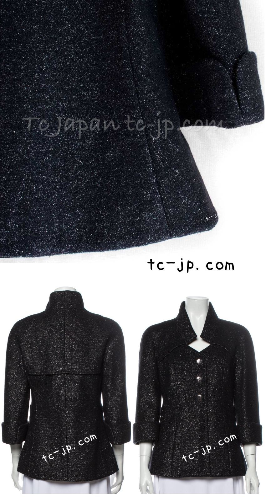 シャネル ジャケット コート CHANEL 54万 ブラック メタリック