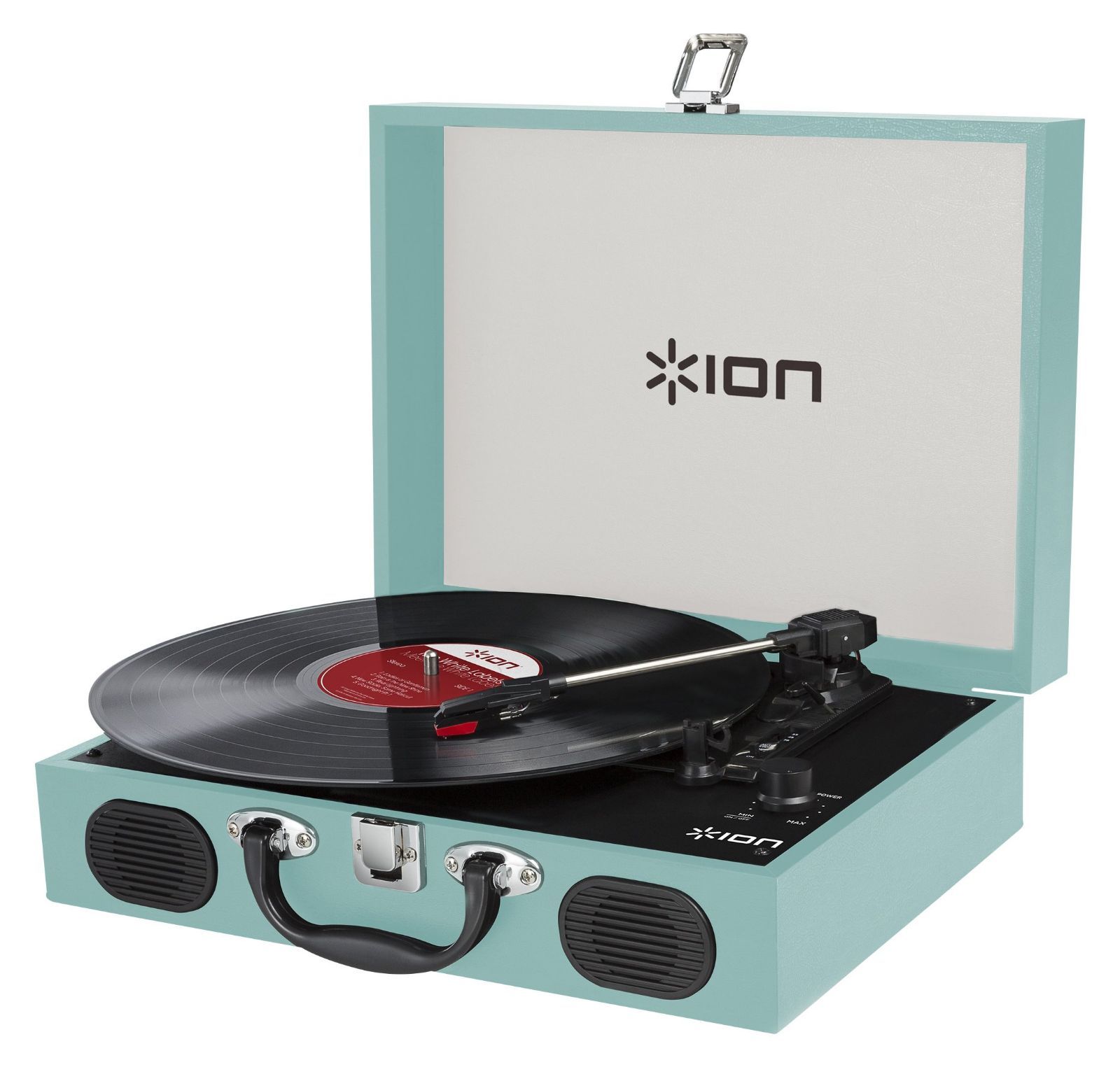 数量 ION Audio ポータブルレコードプレーヤー スーツケース型 スピーカー内蔵持ち運び 電池でも稼働 Vinyl Transport 水色