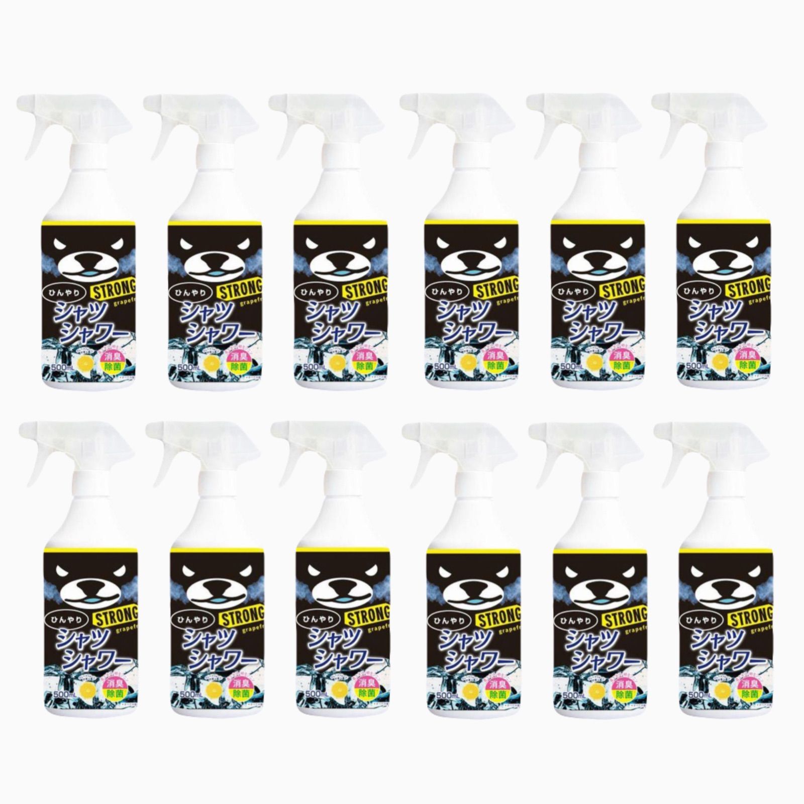 ひんやりシャツシャワー 12本 グレープフルーツの香り 冷 500ml 本体 ボトル 冷感スプレー ミスト 冷却 ひんやり 暑さ対策 夏 熱中症