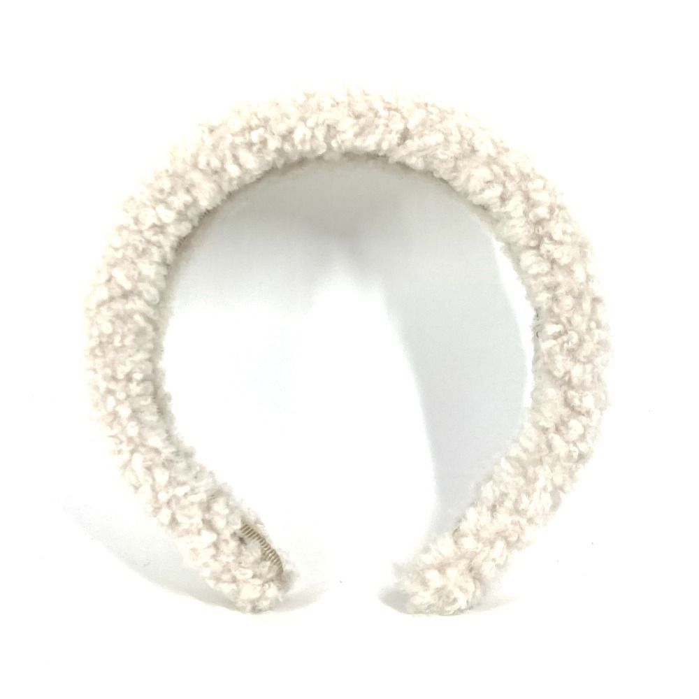 MIUMIU ミュウミュウ カチューシャ ボア ロゴ ファー ホワイト系