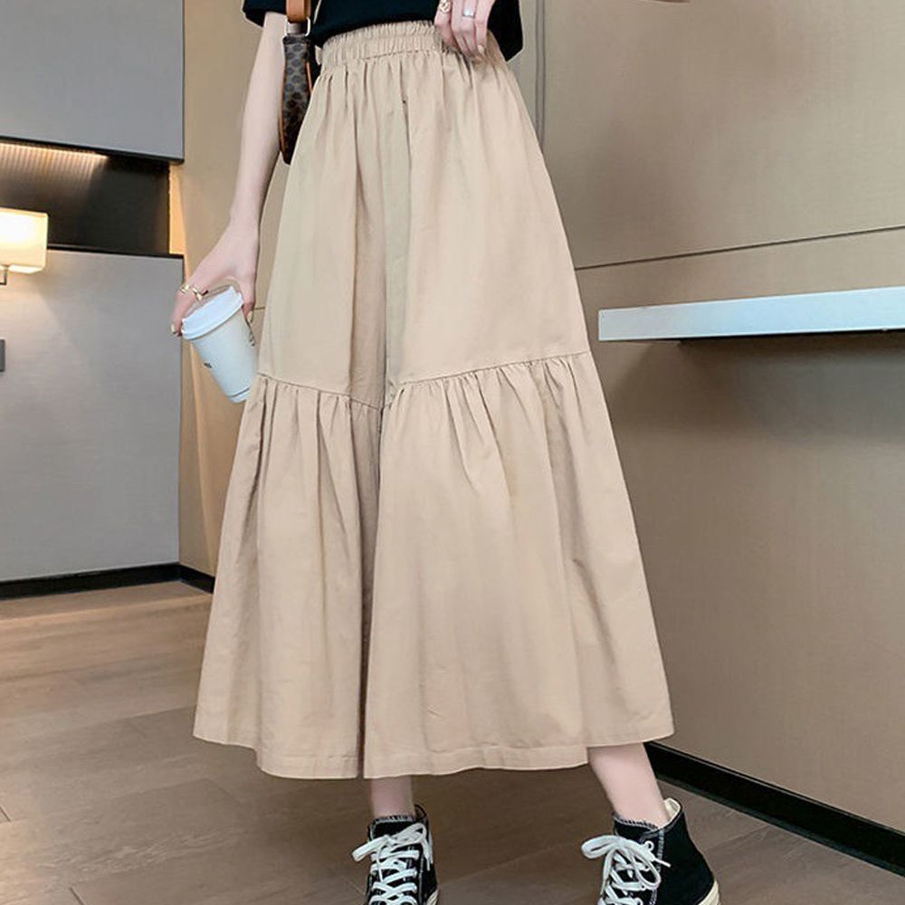 ワイドパンツ ウエストゴム スカンツ レディース ワイドフレアパンツ  