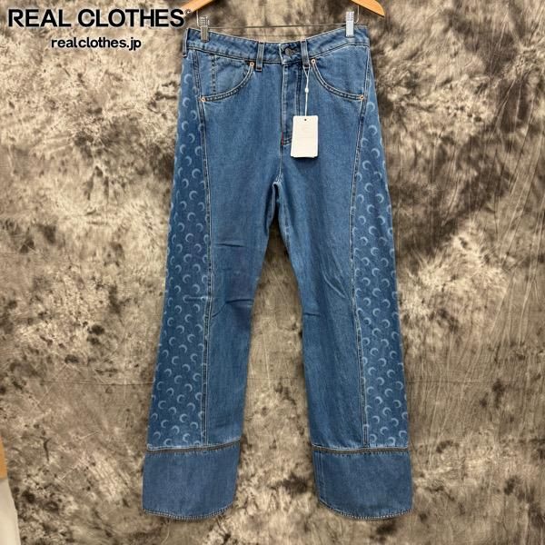 MARINE SERRE★Moon ハイライズフレアジーンズ Marine Serre - Moon Laser Denim Flare Jeans | HBX - ハイプ