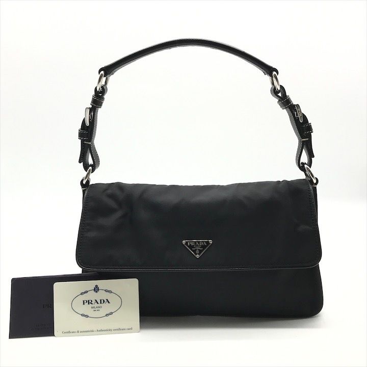 【近年モデル✨】プラダ ポーチ テスートナイロン × サフィアーノレザー　黒 良品 PRADA プラダ ナイロン テスート サフィアーノ レザー