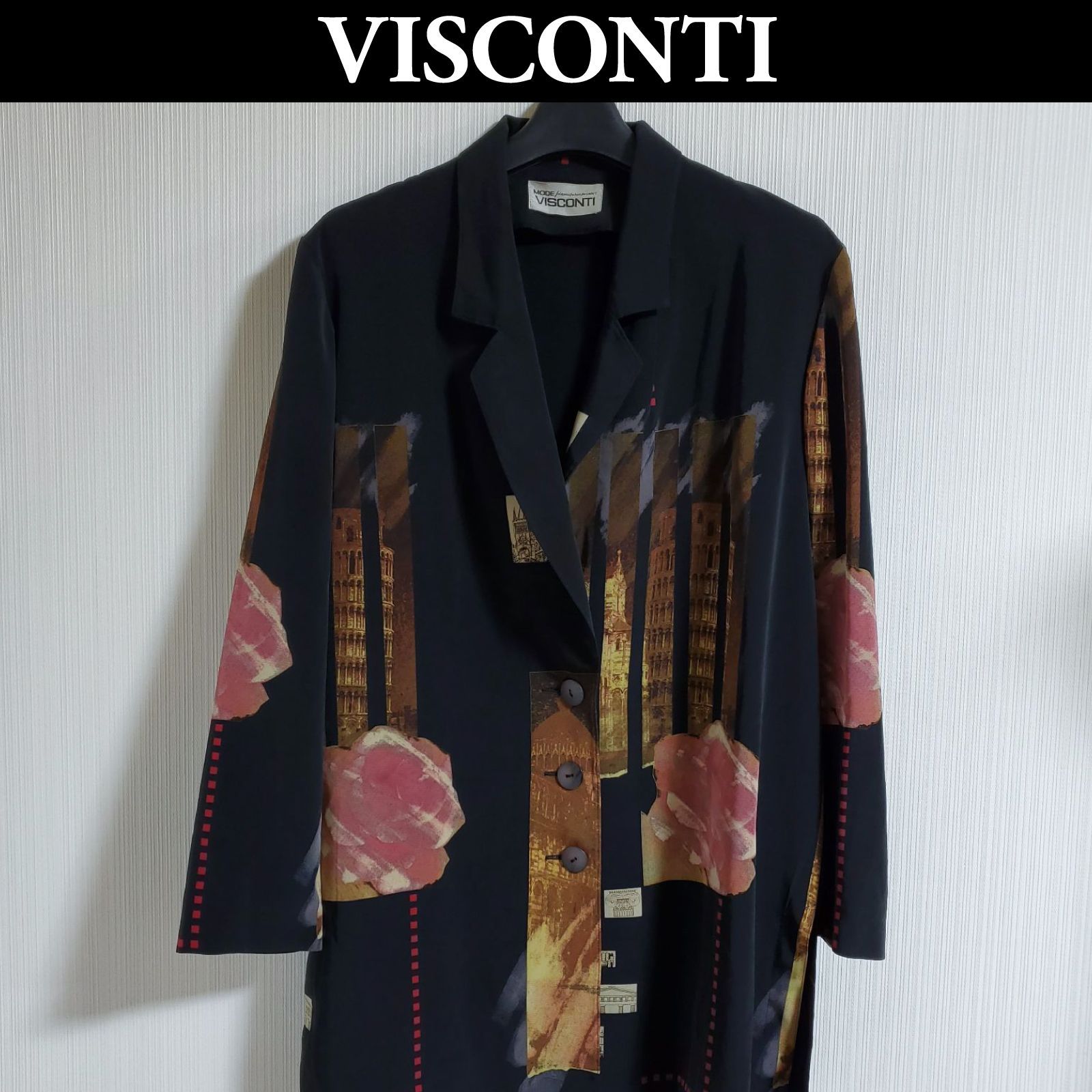 MODE VISCONTI モード ヴィスコンティ ジャケット 柄シャツ ブラック 女性用 レディース 古着