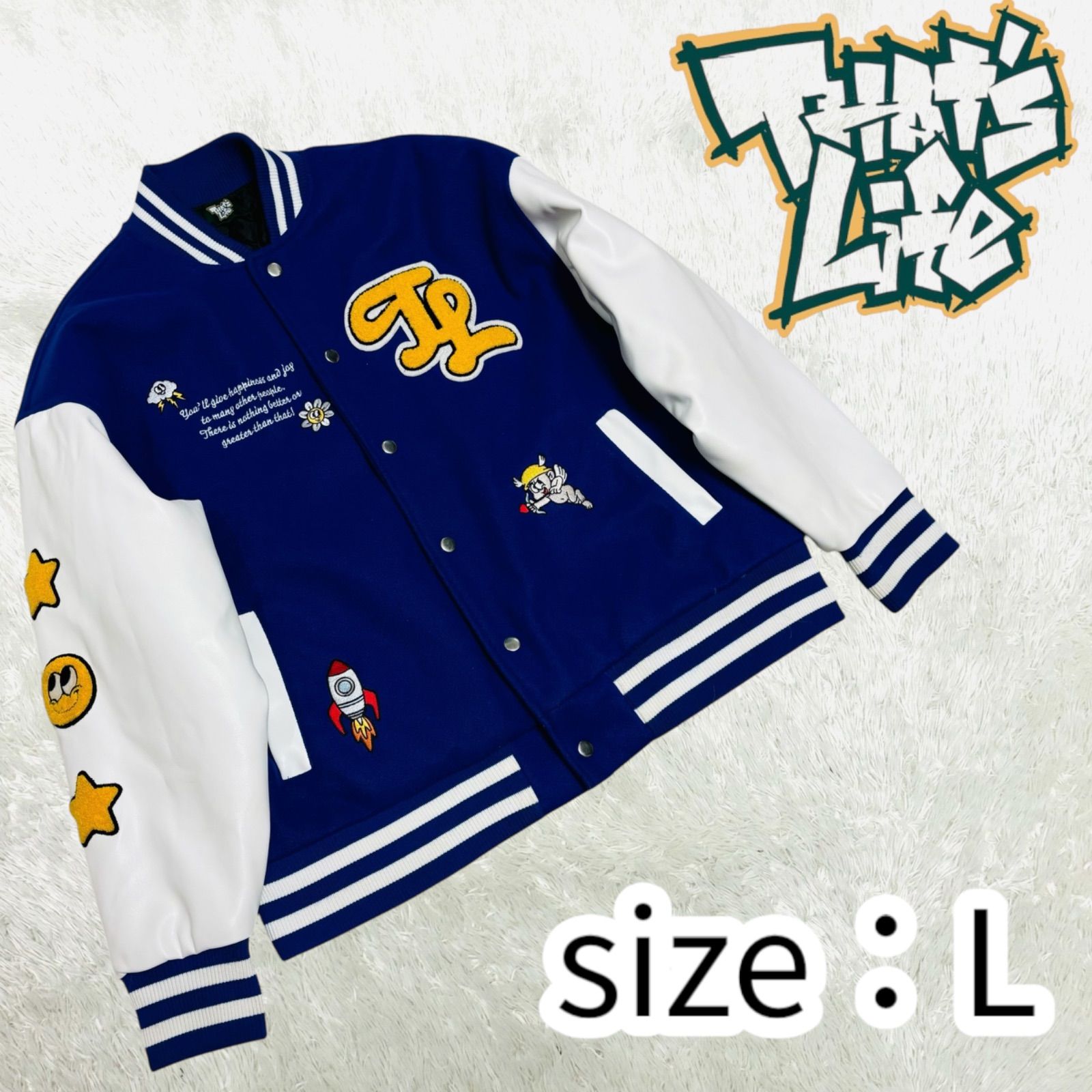 大人気 即完売品 THATS LIFE ザッツライフ スタジャン 刺繍ロゴ 背面