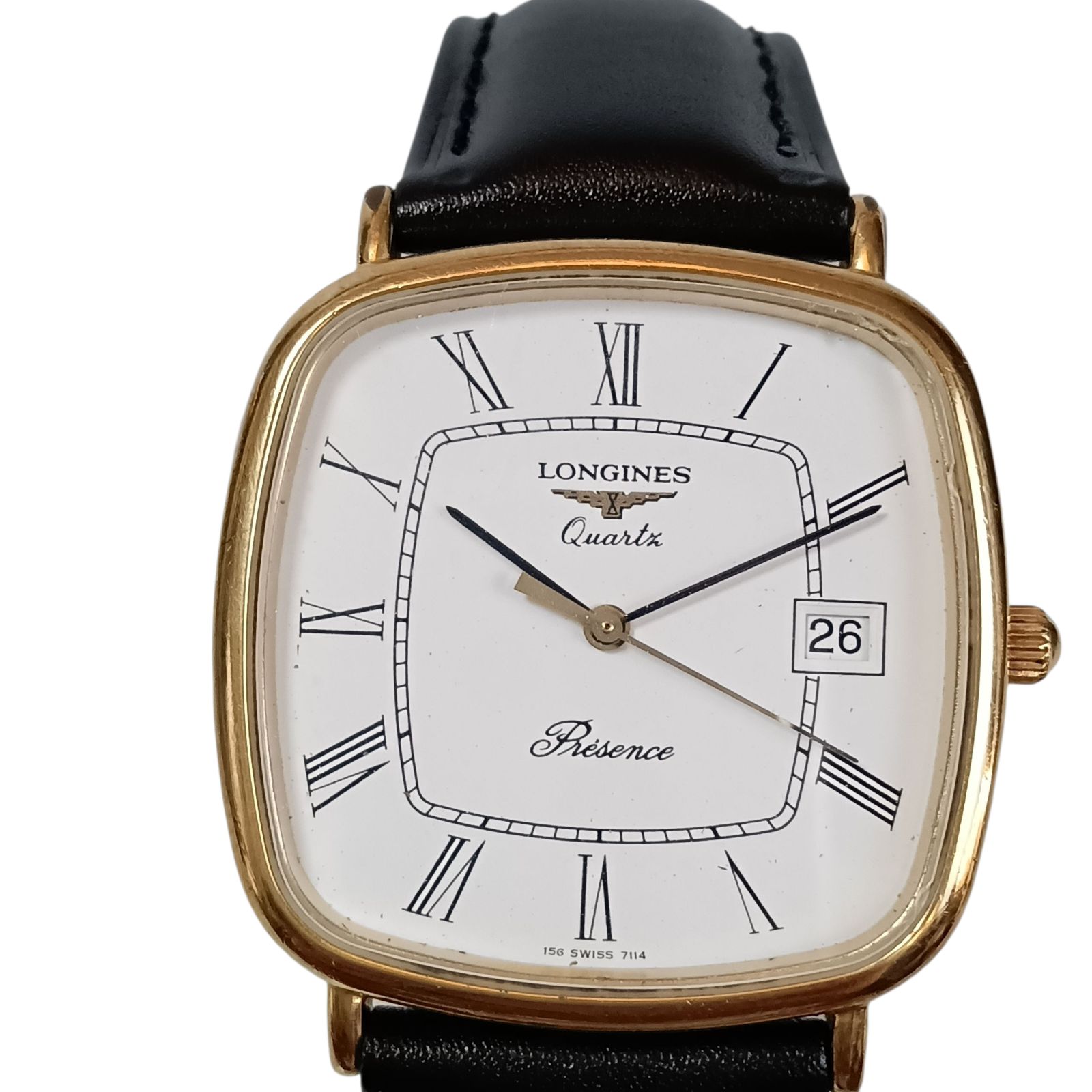 稼働 926-1 LONGINES presence ロンジン プレゼンス メンズ腕時計 クオーツ デイト ゴールド文字盤