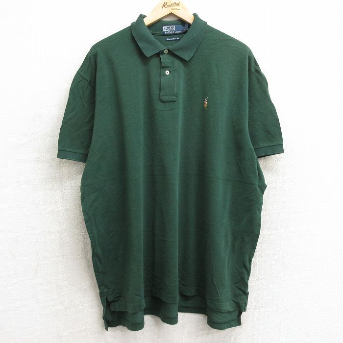 XL/古着 ラルフローレン 半袖 ブランド ポロ シャツ メンズ 90s ワンポイントロゴ 大きいサイズ コットン 緑 グリーン 24jun29 中古 トップ