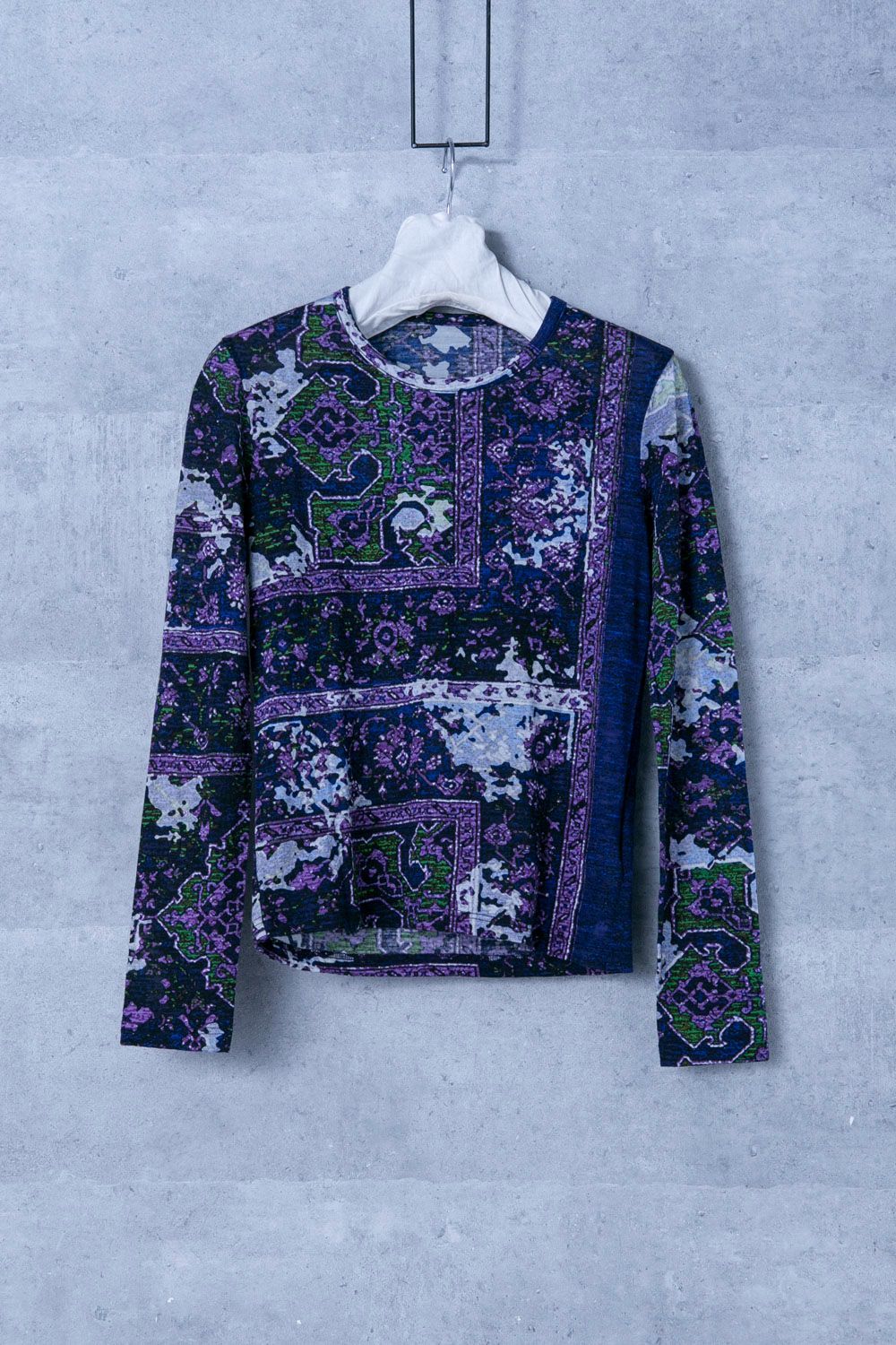 ワイズ Y's ヨウジヤマモト カットソー Tシャツ 長袖 総柄 ウール 2 青 ブルー 紫 パープル YY-T07-564 /KU ■MU レディース Y's ワイズ 総柄ウールカットソー - メルカリ