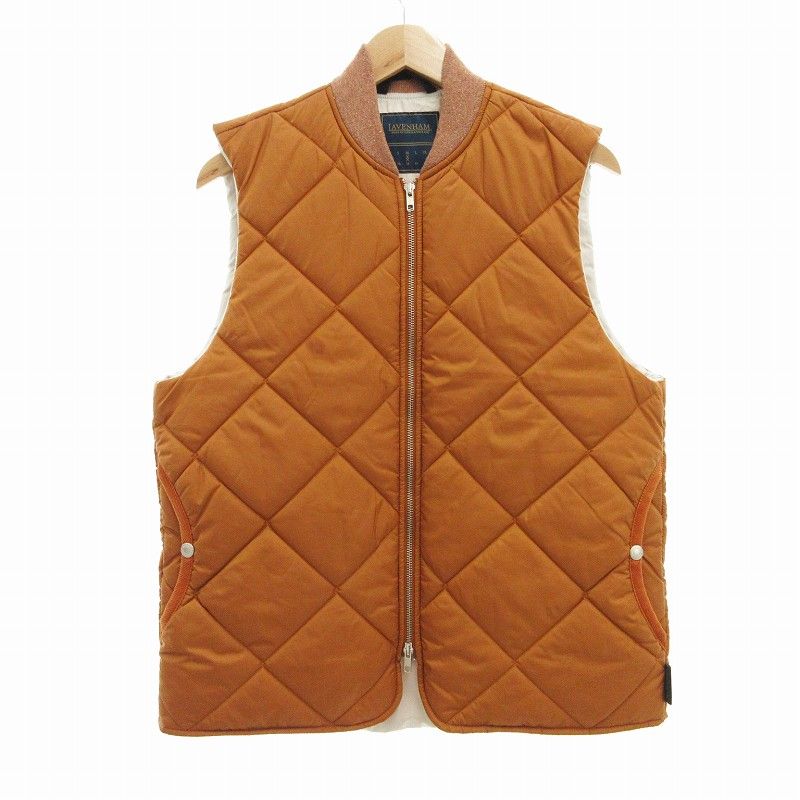 ラベンハム LAVENHAM Big Quilt Bomber Gilet キルティングベスト 中綿 英国製 M オレンジ /UO IBO61