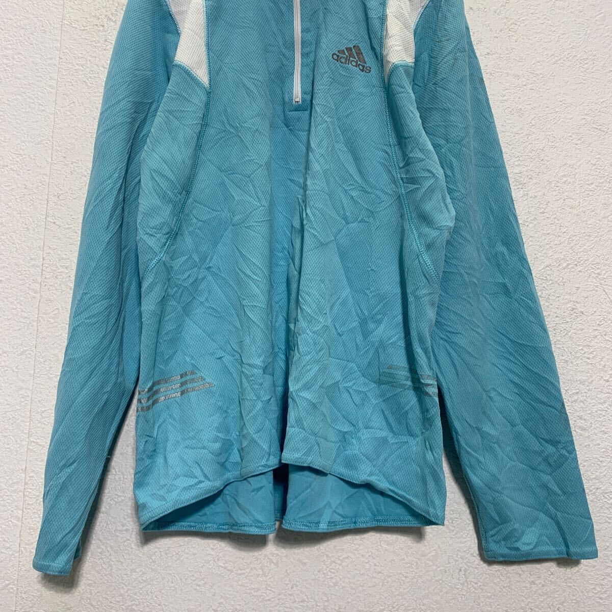 adidas ハーフジップ トラックジャケット M ライトブルー アディダス 