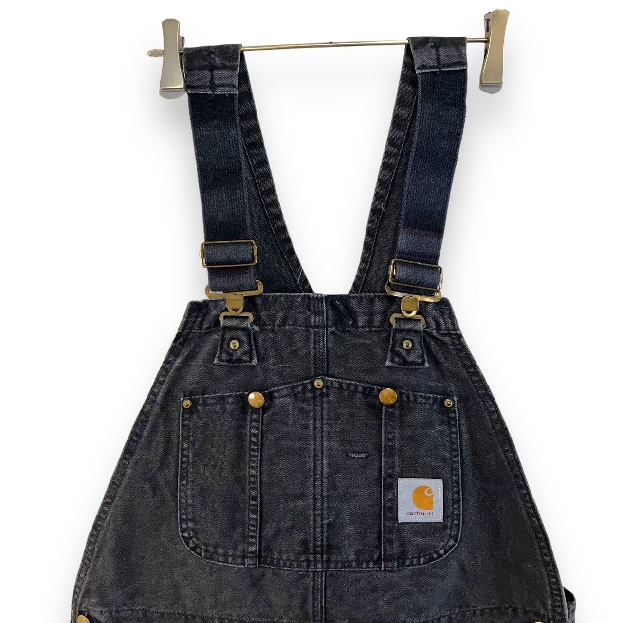 F14 カーハート  アメリカ古着　90s ダブルニー　ダック地　オーバーオール　ブラック　Carhartt 作業着　メンズ