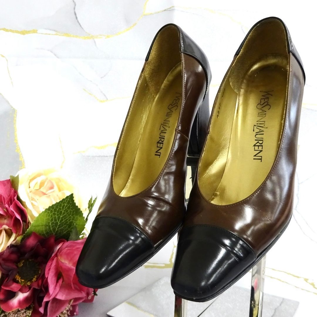 SAINT LAURENT サンローラン ハイヒール パンプス ダークブラウン YVES SAINT LAURENT イブサンローラン パンプス ハイヒール ブラック