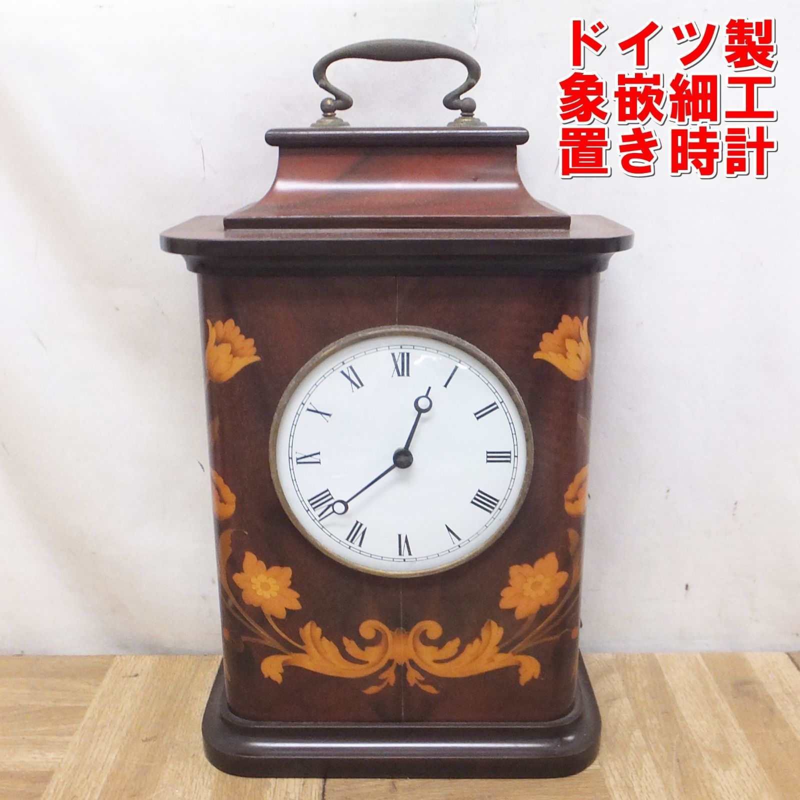 R511 アンティーク ドイツ製 象嵌細工 置き時計 可動品 現状 |30
