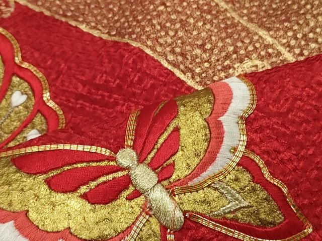 平和屋着物□豪華振袖 駒刺繍 舞蝶文 金銀彩 正絹 逸品