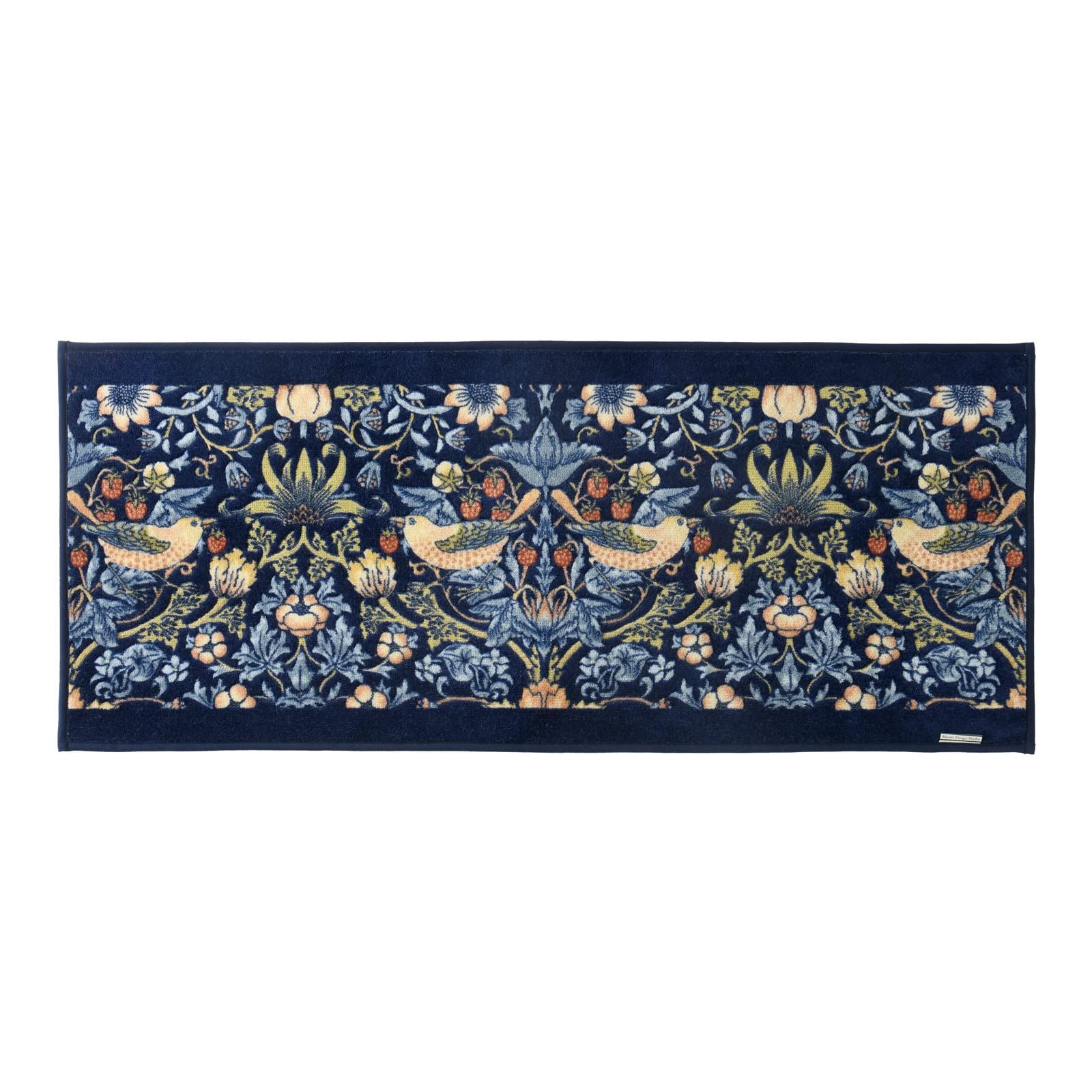 【在庫処分】FT1702A 50×120cm ブルー 日本製 いちご泥棒 インテリアマット モリスデザインスタジオ studio Design Morris TEXTILES) SELKON 川島織物セルコン(KAWASHIMA