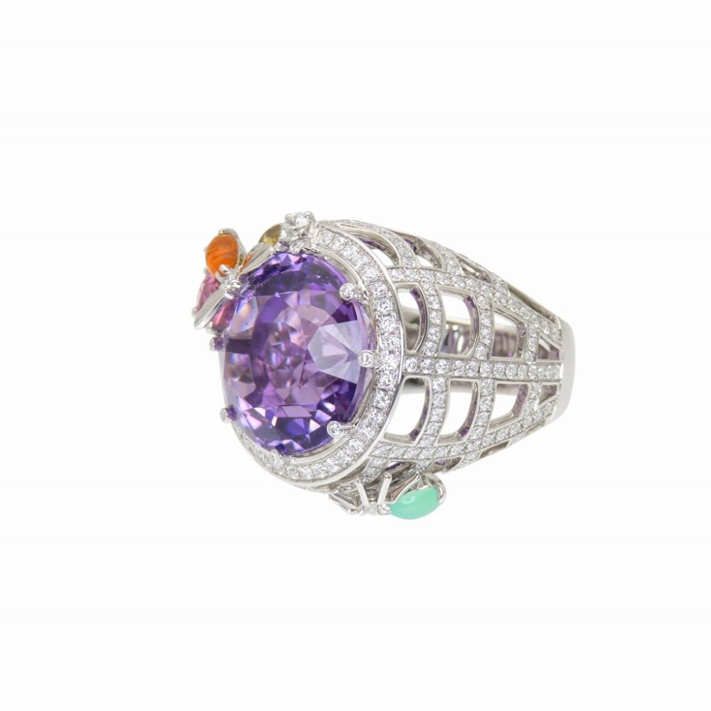 美品 ショーメ アトラップモワ K18WG アメジスト/マルチストーン