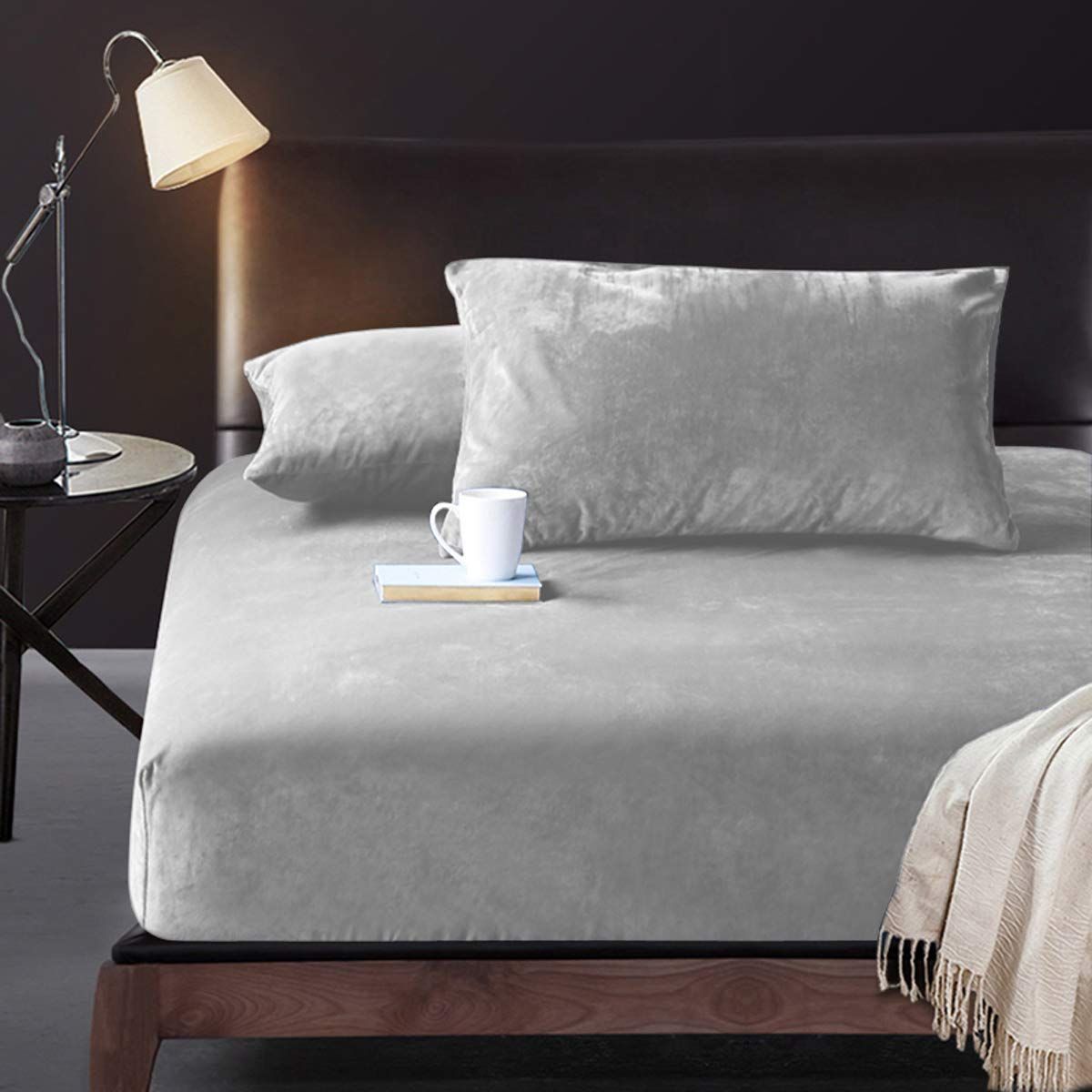 新品 ボックスシーツ 秋冬用 シングル パイル地 シーツ ベッドシーツ マイクロファイバー フランネル あったか 暖かい 柔らかい 抗菌防臭 マットレスカバー ベッドカバー (ライトグレー シ