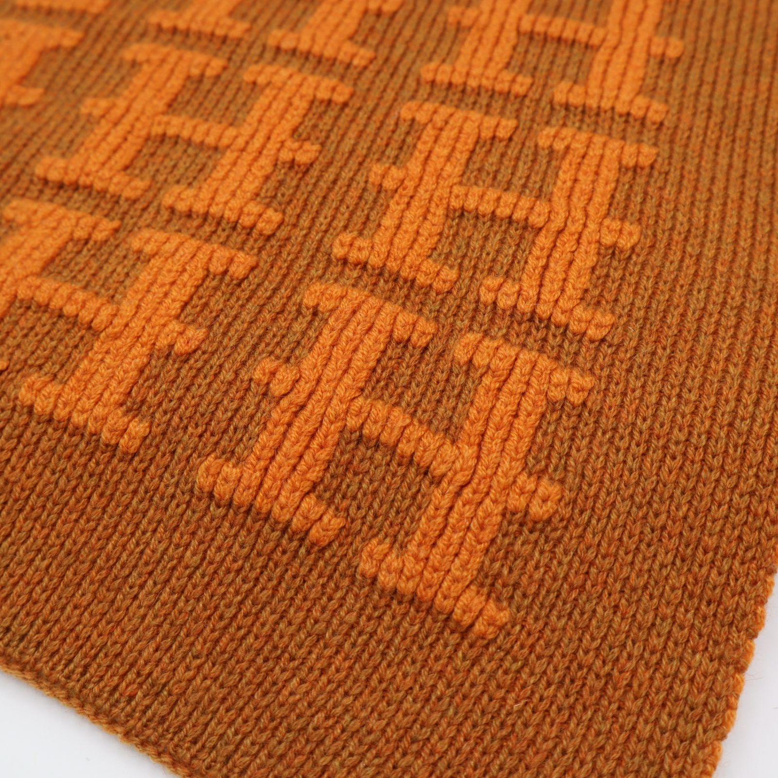 HERMES マフラー　カシミヤ100% オレンジ　ボーダー HERMES マフラー カシミヤ100% オレンジ ボーダー