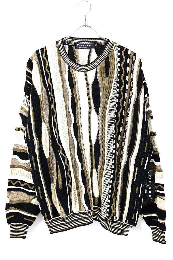 Dead Stock 90s USA protege Monotone 3D Stripes Knit Size 2XL 古着