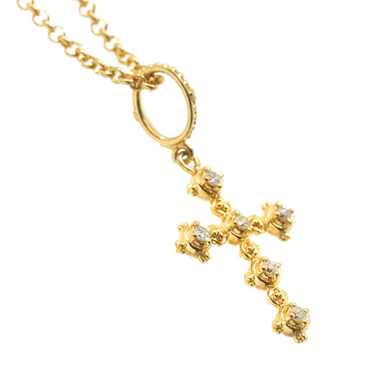 アーカー AHKAH ダイヤ 0.22ct ネックレス 45cm K18 YG イエローゴールド 750 クロス Cross Necklace 90235182