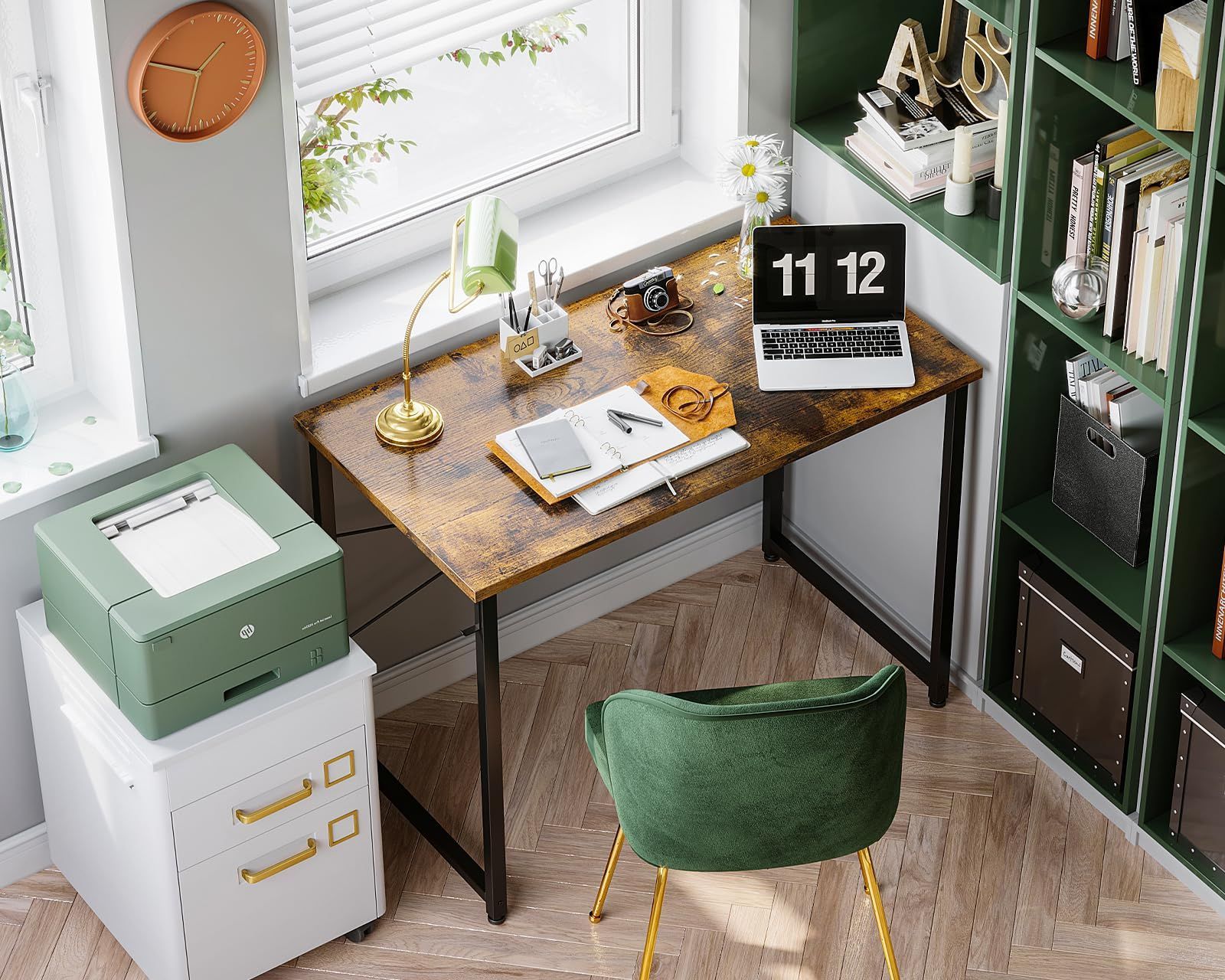 質実剛健 ODK シンプルデスク - ゲーミングデスク|パソコンデスク 幅100cm コンパクト ワークデスク|学習机 組立簡単 ???|?子 旅行