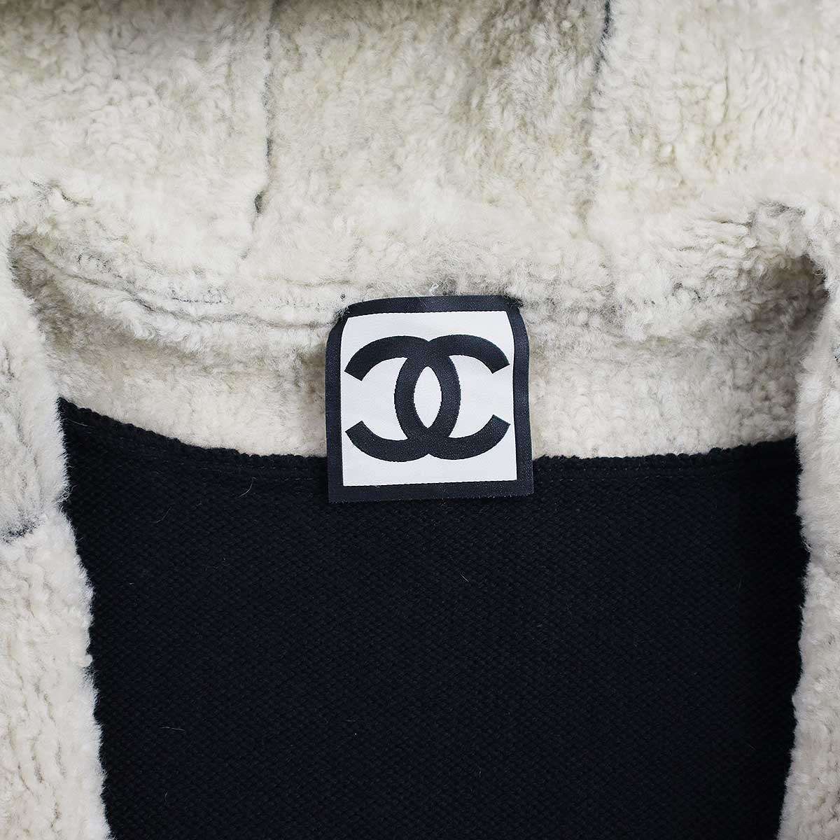 CHANEL - CHANEL シャネル 2008AW スポーツライン シャーリングムートン フーデッドベスト P33735W04172 ブラック 38 CHANEL シャネル 2008AW スポーツライン シャーリングムートン
