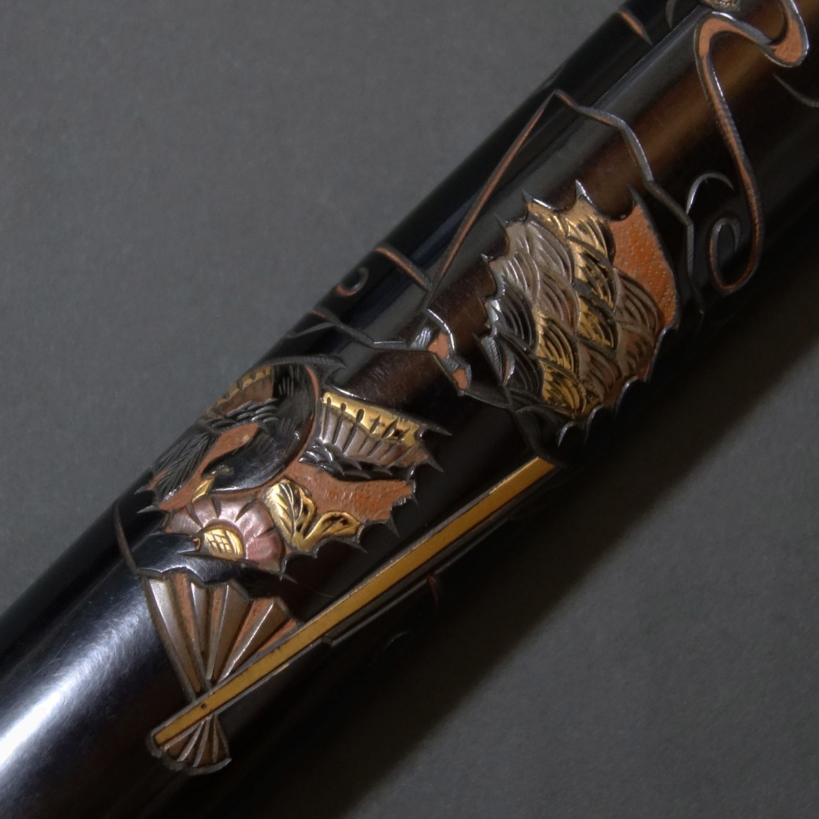 提げ物 煙管筒 網代 花鳥蒔絵(K-YC418)