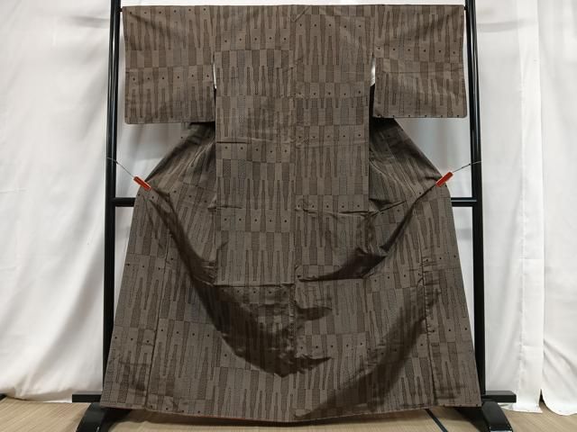 平和屋着物□本場大島紬 幾何学文 正絹 逸品 未使用 AAAW5047mf