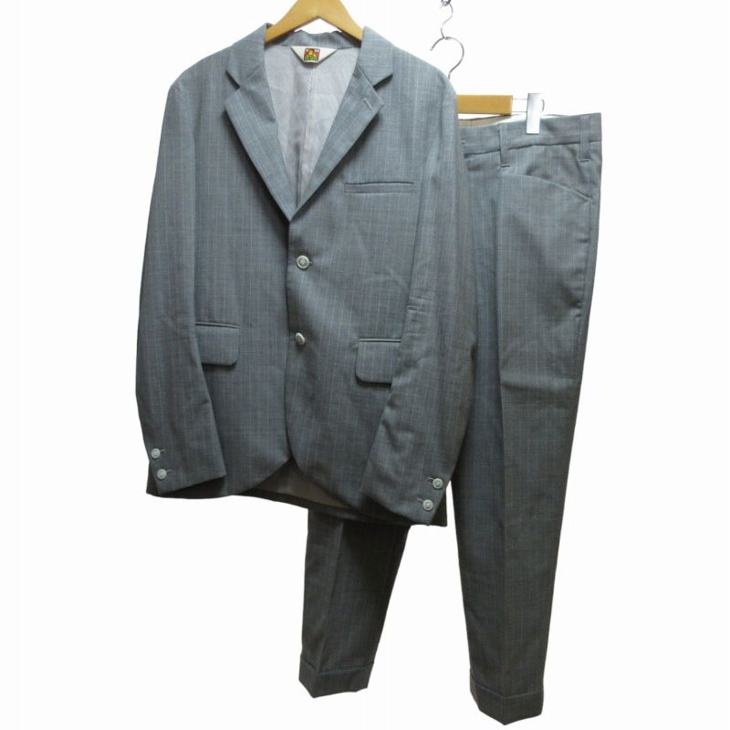 ベンデイビス BEN DAVIS スーツ セットアップ ジャケット パンツ スラックス ウール ストライプ グレー BDY-8002 グレー L パンツ34 (XL相当) 0601