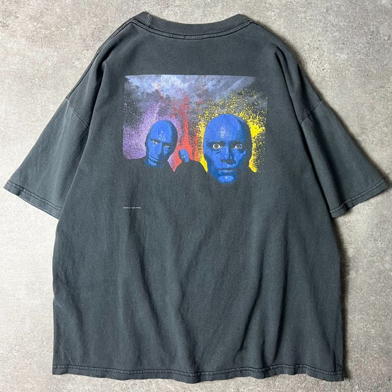 00s BLUE MAN 両面 プリント 半袖 Tシャツ XL / 00年代 オールド ブラック 墨黒 黒 ブルーマン キャラクター パフォーマー