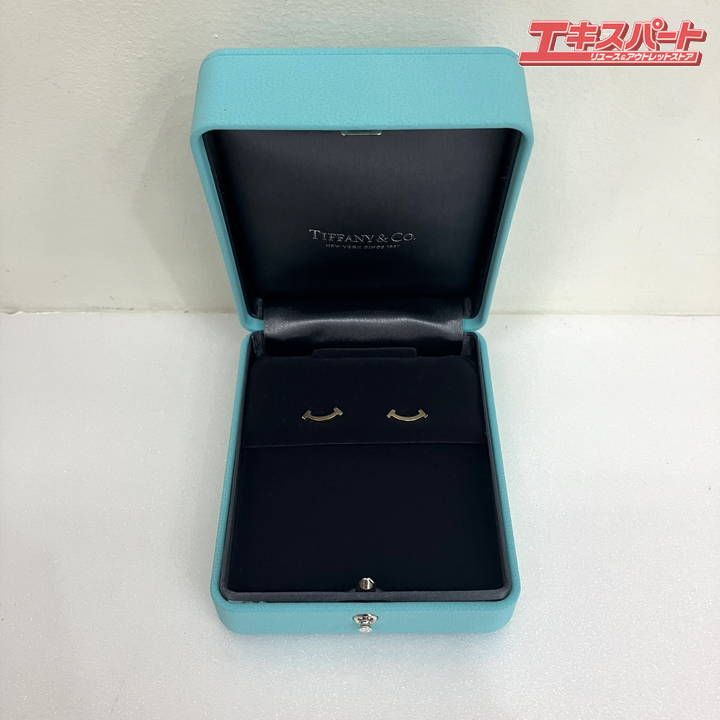 【Tiffany&Co.】ティファニー ピアス スマイル Au750 WG 箱 TIFFANY & CO. ティファニー T スマイル ピアス K18 AU750