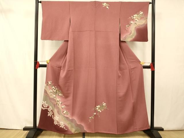 訪問着　金彩　松　付け襟　遠山　着物　014k 訪問着 金彩 松 付け襟 遠山 着物 014k